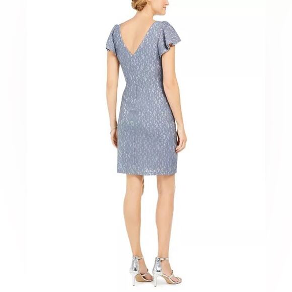 Eliza J NWT blue lace dress flutter sleeve shimmer wedding cocktail party - Picture 2 of 10